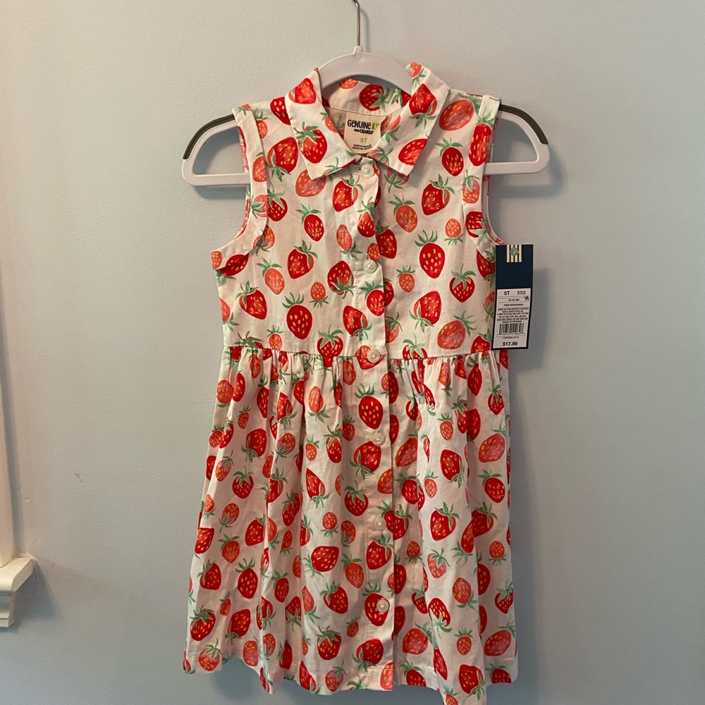 Strawberry Print Dress. New with tag. Size 5T.